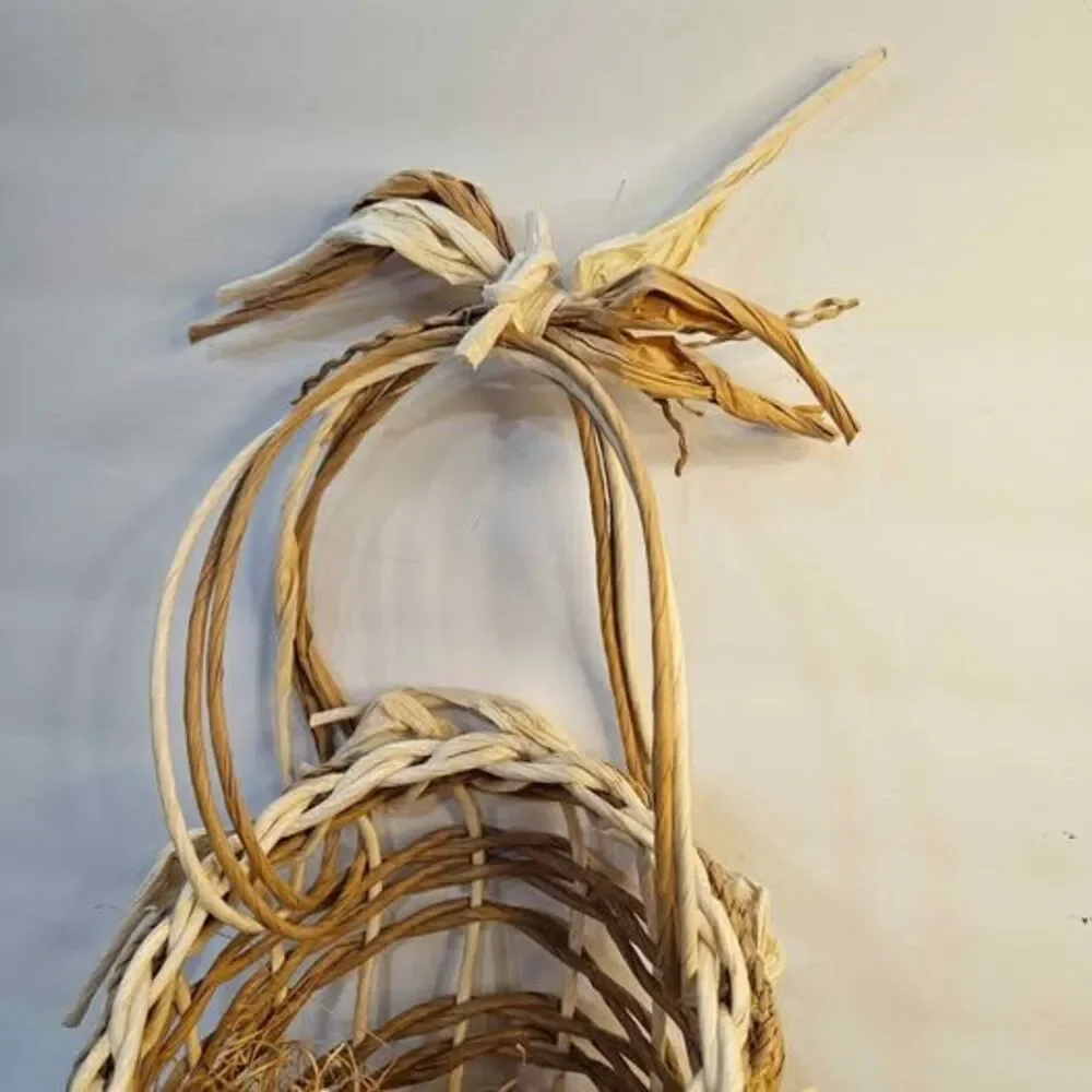 Handmade Woven Basket. Wall decor. Flat on one side.
